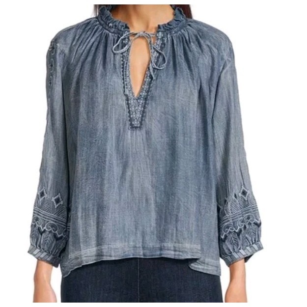 Kyla Seo Caite Karyn Lucinda Blouse Top Small Embroidered Peasant Nwt